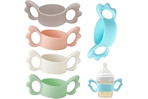 HELWEET Babyflaschen Griffe, Flaschengriff Halter, Baby Flaschengriffe Silikon, Weithals Babyflaschengriffe, für Baby Kleinhand Greifdesign, für Außendurchmesser Über 6cm Flasche, 5 Stück