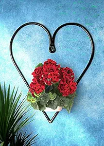 Devasmita Wall Mounted Powder Coated Iron Plant Stand Wall Planter for Balcony for Diwali Gift or Decoration (Heart Shape)