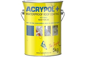 ARA CHOICE ACRYPOL+ Waterproof Roof Coating with Fibre | All-Weather Acrypol Plus Roof Coating | Grey - 5 KG