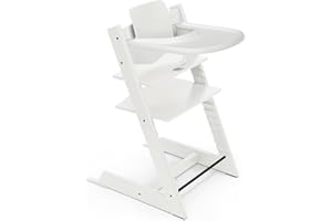 Stokke Tripp Trapp High Chair (White) with Stokke Tray (White) - Includes Tripp Trapp Chair & Baby Set 2 for Children 6-36 Months - Adjustable, Ergonomic & Easy to Clean