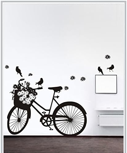 DECOR Kafe Home Decor Decal Style Lady Bicycle Wall Sticker, Wall Sticker for Bedroom, Wall Art, Wall Poster (PVC Vinyl, 152 X 114 CM)