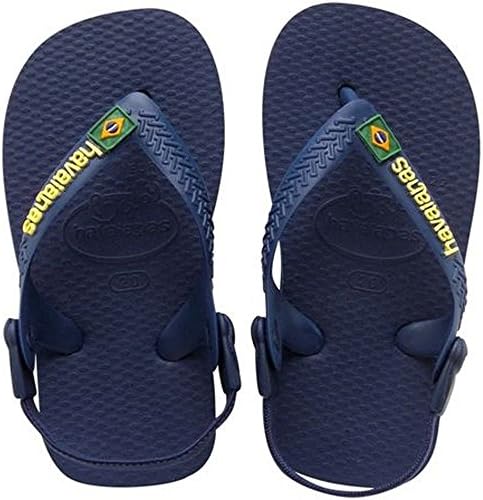 Havaianas Baby Brasil Logo, Unisex Baby Flip Flops, Blue (Navy/Yellow 0144), 8/9 Child UK (25/26 Brazilian) (27/28 EU)