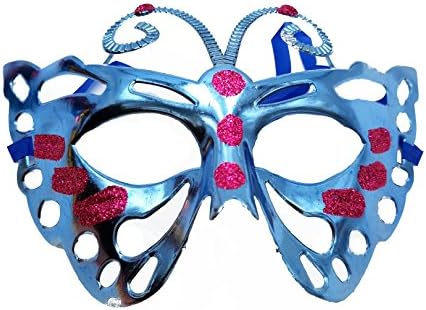 Mask Eye Mask, Carnival Girl Women Adult Accessory Face Colours Glitter Venetian Glitter Butterfly taglia unica blue