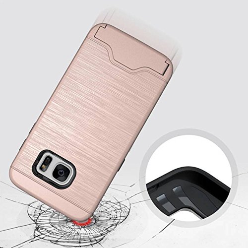 Galaxy S7 Hülle, Nakeey Slim Hybrid Dual Layer Bumper Schutzhülle [Card Slot] Handyhülle Cover Ständer für Samsung Galaxy S7,Rose Gold - 4