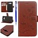 Produktbild EUWLY für [Samsung Galaxy J5 2016 Handytasche Leder Flip Tasche Case Vintage Lederhülle, Niedlich Elegante Schmetterling Blumen Leder Hülle Kreativ Muster Ledertasche Folio Klapphülle Handy