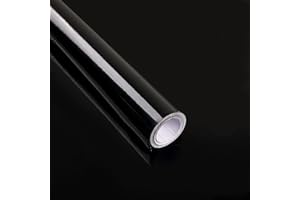 Decoroom Sticky Back Plastic Black Vinyl Wrap 30X300cm Self Adhesive Peel and Stick Wallpaper Waterproof Glossy Film Roll for Kitchen Cupboard Countertops Removable DIY Refurbished Furniture Stickers