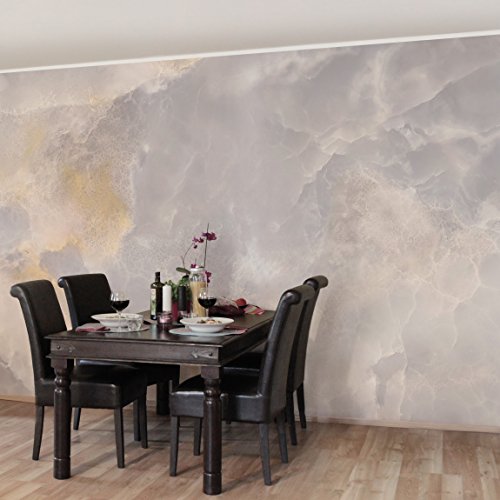 Vliestapete Marmor Tapete – Onyx Marmor Grau – Fototapete Breit Vlies Tapete Wandtapete Wandbild Foto 3D Fototapete, Größe HxB: 255cm x 384cm - 5