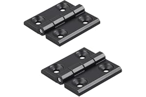 HEUSKAY Bisagra negra de aleación de zinc, 2 unidades, 60 x 60 mm, bisagra de perfil de aluminio, juego de instalación para 2020, ranura de perfil de extrusión de aluminio, 6 mm
