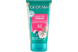 GEOMAR | Scrub Viso Detergente Cremoso, Con polvere di Noce di Cocco, Acqua di Riso e Fiori di Ciliegio, 95% di Origine Naturale, Made in Italy, 1 x 150 ml