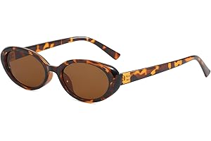 LJCZKA Retro Gafas de Sol Ovaladas para Mujer Hombre años 90 Pequeñas Ovaladas Vintage Gafas de Sol Protección UV400