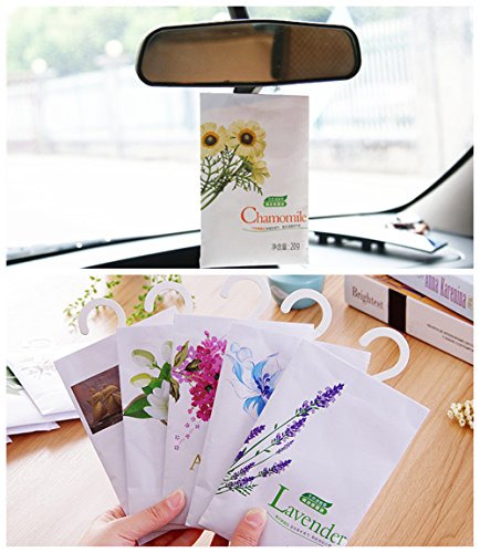 YUMSUM Frische Kleidung Duftende Duftkissen Beutel 7 Pack Set mit Aufhänger Geeignet für Schubladen Schränke Zimmer Kleiderschrank Badezimmer Autos, 20g - 5