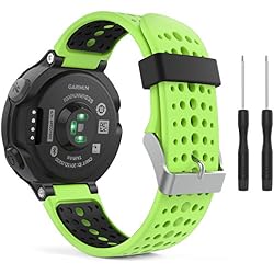 MoKo Forerunner 235/220 / 230/620 / 630/735 Correa - Reemplazo Suave Silicona Watch Band Deportiva Accessorios de Reloj Pulsera Ajustable con Cierre de Clip, Verde & Negro