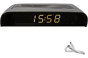 LALUKY Solar Powered LCD Clock - Car Multifunctional Digital Clock with Time, Date, Week, Temperature (Warm Light)