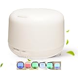 Diffusore di aromi con luce LED a 7 colori, umidificatore con struttura in legno da 150 ml, per oli essenziali, senza acqua, spegnimento automatico, per camera da letto, ufficio, yoga, spa