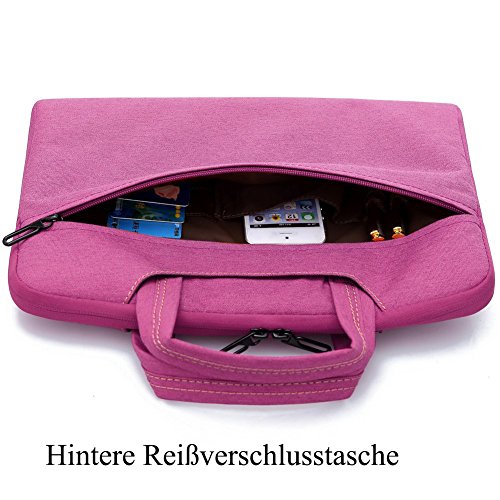 BRINCH leicht universal Gewebe wasserdichtes Anti-reißen Laptop Schutzhülle Aktentasche Handtasche/ Laptop Messenger Bag, Ultra Schutz mit weichem Schaum für 15 – 15,6 Zoll Laptop / Macbook / Notebook / Tablet / Ultrabook Computers(Apple / Acer / Asus / Dell / Fujitsu / Lenovo / HP / Samsung ) mit Fronttasche, zwei Rückentaschen & Griffe und Zubehör Tasche,Violett - 3