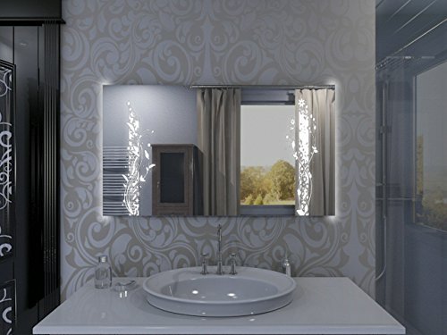 Badspiegel mit Beleuchtung Grow2 F135L2V: Design Spiegel für Badezimmer, beleuchtet mit LED-Licht, modern - Kosmetik-Spiegel Toiletten-Spiegel Bad Spiegel Wand-Spiegel