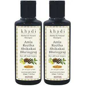 Satvayush Khadi Amla Reetha Shikakai Bhringraj SLS-Paraben free Ayurvedic Shampoo Anti Dandruff -420 ml