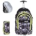 Produktbild 3 Teile Set Bestway Trolley Packerroller 40244 Schultrolley + Mäppchen + Regencover (Black Grey (schwarz) 0109)