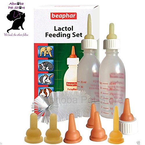 Beaphar-Lactol-Milk-Bottle-Different-Shaped-Size-Teats-Puppy-Kitten-Cleft