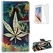 Produktbild CaseHome Samsung Galaxy S6 Edge Elegant PU-Leder Etui (mit Freiem HD Schirm-Schutz) Bunte Stilvolle Schönheit Standplatz Funtion Geprägtes Muster Gedruckte Design Brieftasche Fall Voller Schutz Magnetischen Flip Folio mit Kreditkarte Slot PU-Leder-Kasten-Abdeckung Shell enthäuten Für Samsung Galaxy S6 Edge-Sieben Blätter Gras