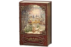 Konstsmide Globo di neve a LED con Babbo Natale sulla slitta e renne/riempito d'acqua/decorazioni natalizie per interni a batteria/timer/funzionamento a batteria: 3 x AA 1,5 V (escl.) o USB (Inc)