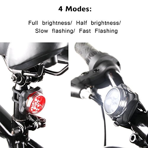 Wiederaufladbare LED Fahrradlampe, LED Frontlicht und Rücklicht Für Fahrrad, Kinderwagenbeleuchtung, USB LED Fahrradlicht Set, Fahrradbeleuchtung，350lm Wasserdichte 4 Licht-Modi 2 USB-Kabel zum Aufladen - 7