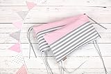 KraftKids Nestchen dicke Streifen grau und weiße Punkte auf Rosa Nestchenlänge 60-60-60 cm für Bettgröße 120 x 60 cm und Nestchenlänge 60-70-60 cm für Bettgröße 140 x 70 cm