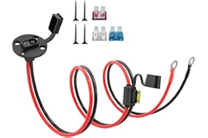 ELFCULB 12AWG SAE Power Socket Sidewall Port to O ring, kabel przedłużający z bezpiecznikiem 10 A, 15 A, 20 A, 25 A, kompatybilny z generatorem solarnym, ładowarką do akumulatorów (3,3 ft)