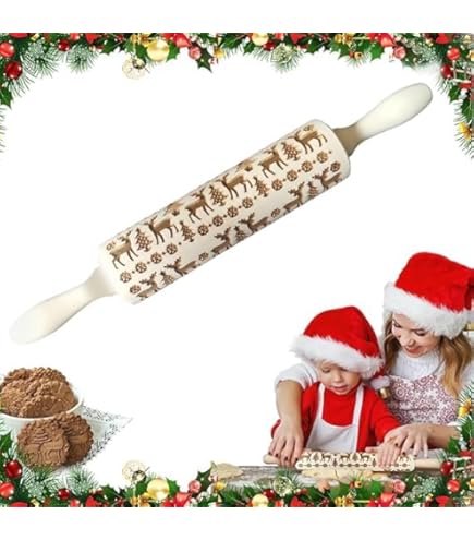 Rouleaux à Pâtisserie,Rouleau à Pâtisserie En Bois Imprimé De Noël