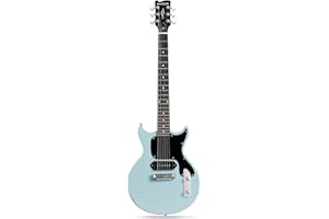 WESTCREEK GUITARS WestCreek DC Electric Guitar with 6 String, Solid Body Electric Guitar, Dog Ear P90 Pickups, Bone nut, Right Handed, 22 Frets, Slim C Neck, Roosewood Fretboard, Mahogany Body (Pastel Blue)