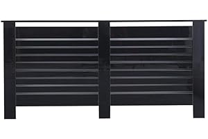 Kingwudo® Wooden High Gloss Radiator Cover Modern Decorative Cabinet S/M/L/XL Black (Black, X-L—172X19X82CM)