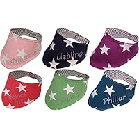 Handgefertigtes Halstuch für Baby und Kinder, auf Wunsch mit Namen bestickt, verschiedene Farben - 0 bis 2 Jahre, Baumwolle, Mädchen oder Junge