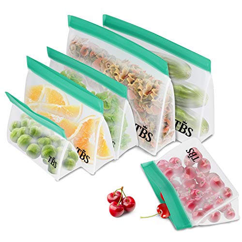 Fstoption Contenitori e Buste per tramezzini e Alimenti, 6 Pack Sacchetti Riutilizzabili Alimentare Storage Bag BPA Free Sottovuoto per Conservare Frutta Verdura e Carne (6pcs)