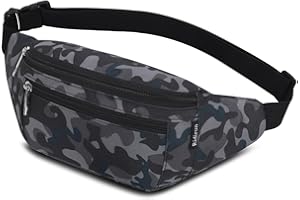 RIDIRUN Sac Banane Ceinture Homme Femme Sacoche Sac à Dos Étanche Réglable pour Cyclisme Gym Escalade Voyage Randonnée Camouflage Noir