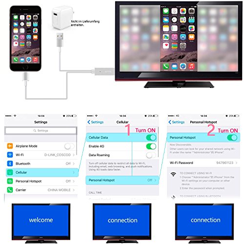 8-Pin HDTV AirPlay Adapter-Kabel für iPhone 5, 5S, 5C, SE, 6, 6 Plus, 6S, 6S Plus, 7, 7 Plus - 6