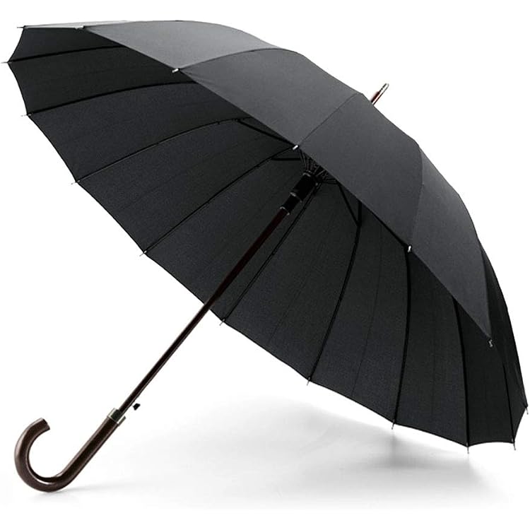 Parapluie Canne Idena - Ouverture Automatique - 100 Cm - Noir - Poignée Soft Touch