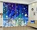 Produktbild Dbtxwd 3D blaue Polyester-Vorhänge, feste thermische Anti-UV-Geometrie stereoskopischen Druck, Kinderzimmer Schlafzimmer Fenster Vorhänge , wide 2.64x high 2.13