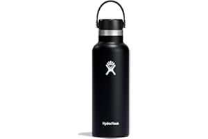 HYDRO FLASK - Gourde Isotherme 532 ml (18 oz) - Bouteille Inox à Isolation Sous Vide - Bouchon Antifuite et Revêtement par Poudre - Sans BPA - Ouverture Standard - Noir