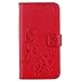 Produktbild Samsung Galaxy S6 Edge Hülle, Samsung S6 Edge Leder Schutzhülle, Anfire Lederhülle Tasche Case Hülle für Samsung Galaxy S6 Edge SM - G925F [5.1 Zoll] Rose Muster Flip PU Leder Schutzhülle Schön Muster Schale Tasche mit Standfunktion Karteneinschub und Magnetverschluß Etui Anti-stoß Kratzfeste Case Cover - Rot
