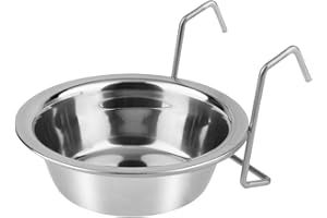 HYPEETY Pet Stainless Food Water Cup with Bolt Hooks For Pet Bird Crates Cages Coop Dog Cat Parrot Bird Rabbit Pet (Small,11 * 7cm)