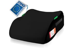 STIMO Kindersitzerhöhung Sitzerhöhung ergonomisch Kinder 135-150 cm Auto Sitz ECE R129 Bezug waschbar (Schwarz)