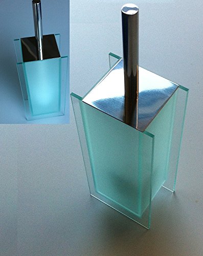Stand WC Garnitur mit satinierten Glas und Edelstahl rostfrei Toilettenbürste