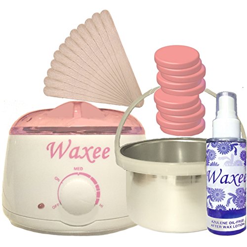 PROFESSIONAL / waxing at home, COMPLETE HAIR REMOVAL KIT hard FILM wax brazilian (no strips required) (PINK)