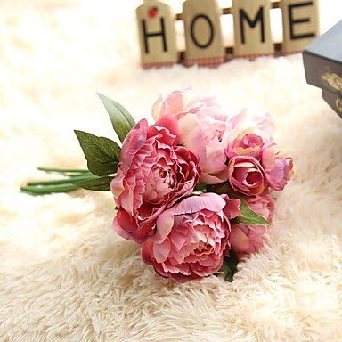 12inch Large Size 5 Heads 3 Bud Silk Polyester Peonies Tabletop Flower Artificial Flowers , purple