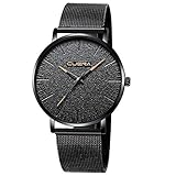 Herrenmode Analog Edelstahl Schlank Herrenuhr Quarz Lässig Einfache Schwarzes Zifferblatt Uhren Ultradünne Mesh Strap Für Unisex Minimalist,C
