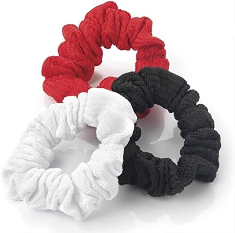 xx Sufias Accessories 3 X Soft Black Red White No Print Hair Elastics Scrunchie Bobble Scrunchy Head