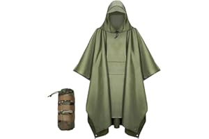 Urby Plus Size Adult Rain Poncho with Hood, Poncho Para Lluvia, Tactical Ponchos Adult For Camping, Hiking, Travel, Outdoors