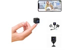 TODAYI Mini Kamera, 4K HD Mini Überwachungskamera, Kamera Überwachung Innen, Mini Kamera Live Übertragung Handy APP, Lange Standby WiFi WLAN Kamera, Bewegungsmelder Nachtsicht (M) swq111