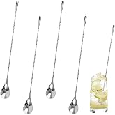 Dhisperares 4 Pieces 30cm Stainless Steel Cocktail Mixing Spoon | Long Handle Bar Spoons, Long Cocktail Twisted Stirrer, Mixi