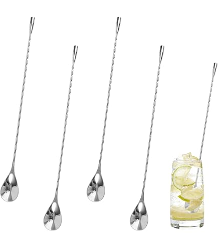 Cocktail-Rührlöffel Aus Edelstahl – 8 Stück, 30,5 Cm, Mit Spiralmuster